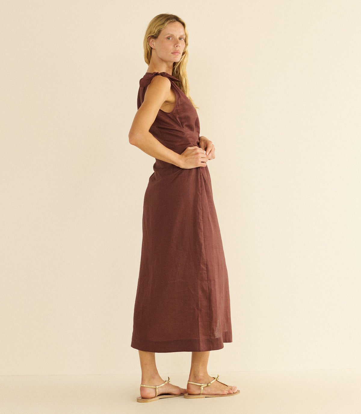 Amorette Ramie Dress in Antique Mahogany - view 4
