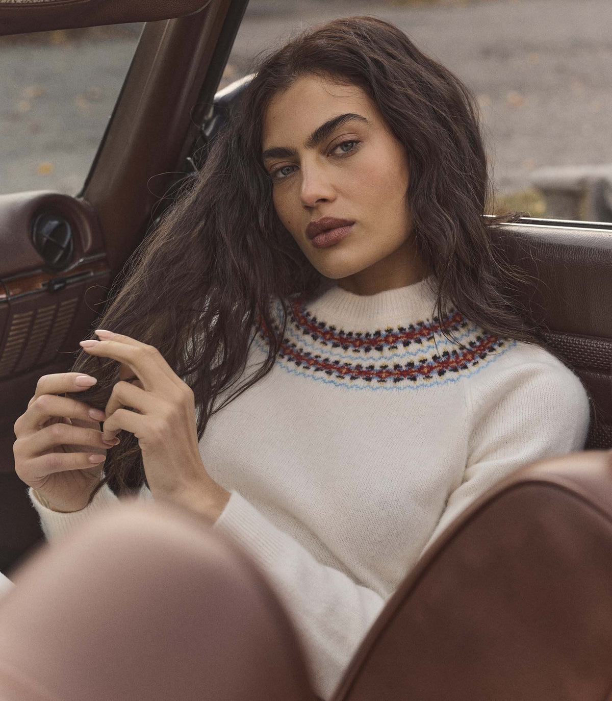 Boniface Sweater in Ivory Annecy Fair Isle - view 2