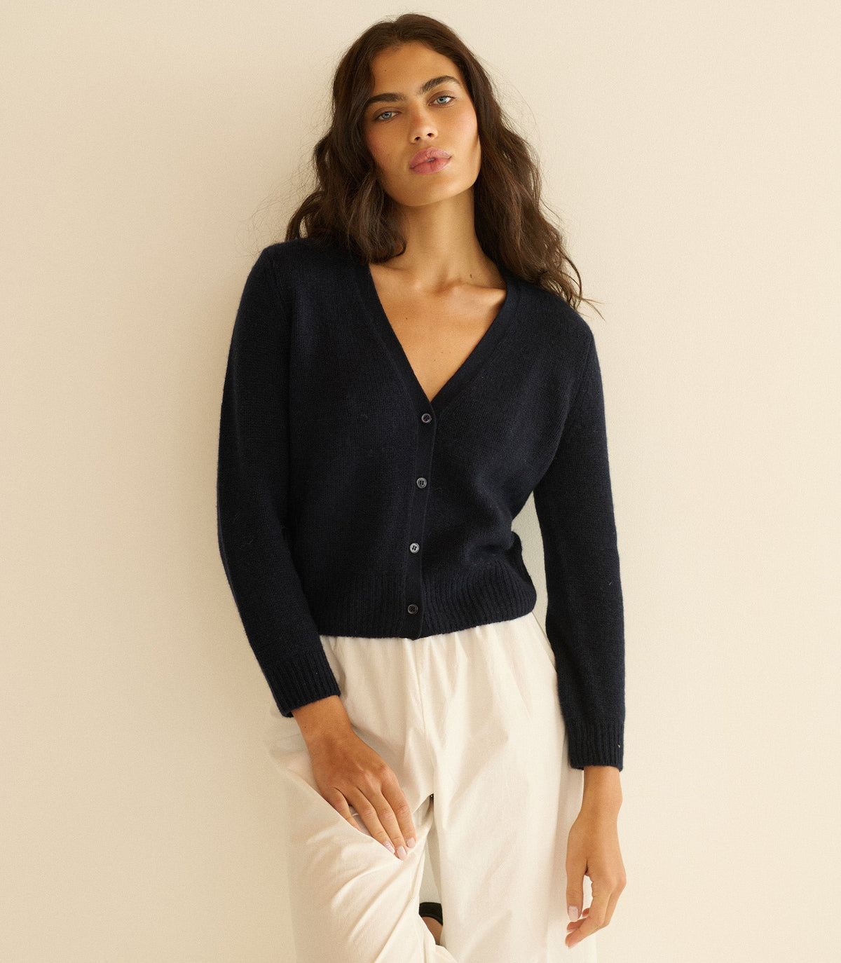 Cameron Cashmere Cardigan in Navy - view 3