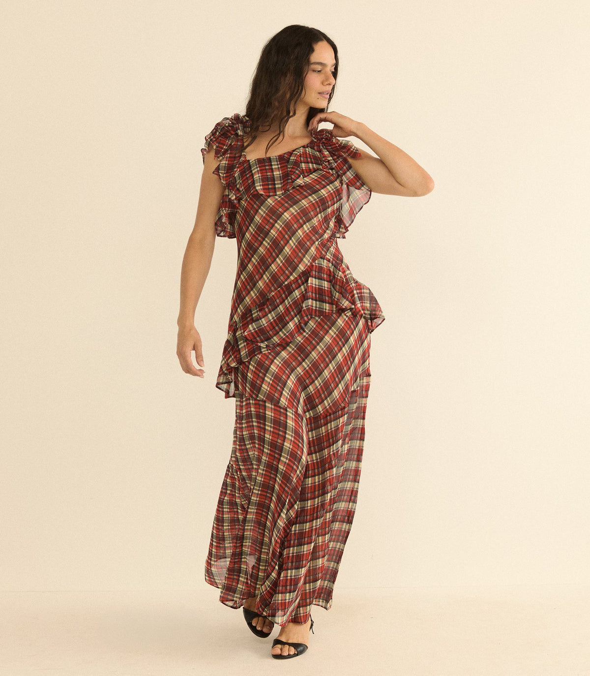 Fernanda Dress in Rosemere Plaid - view 6