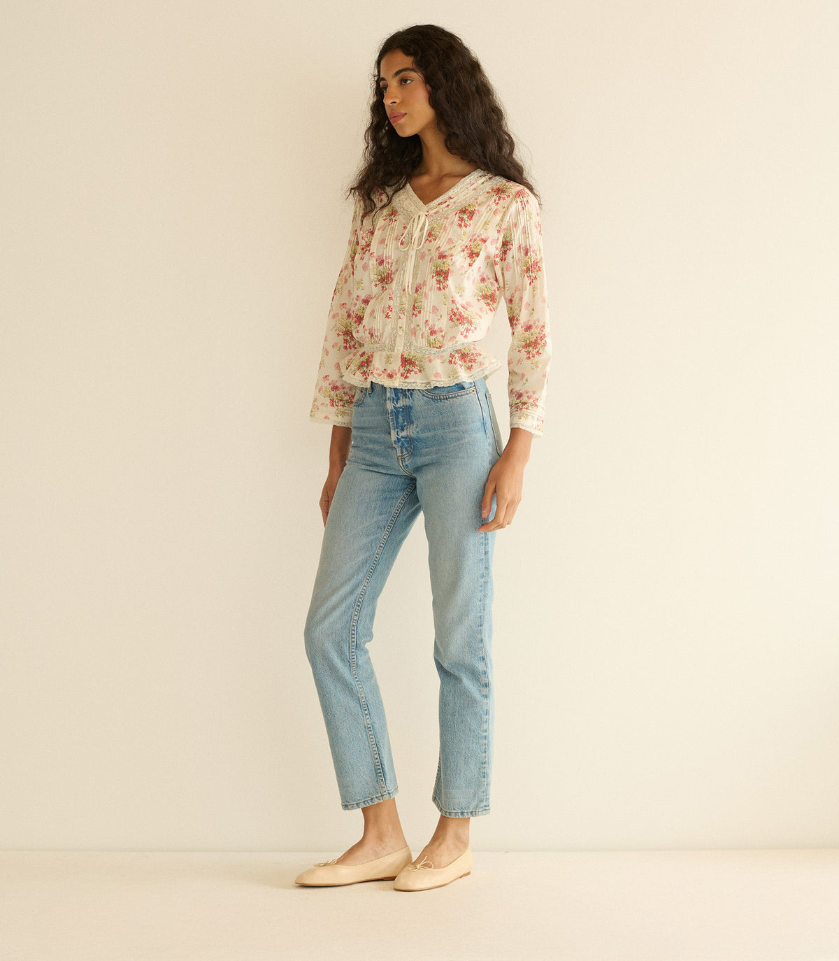 Hillock Top in Ivory Lantana Floral - view 3