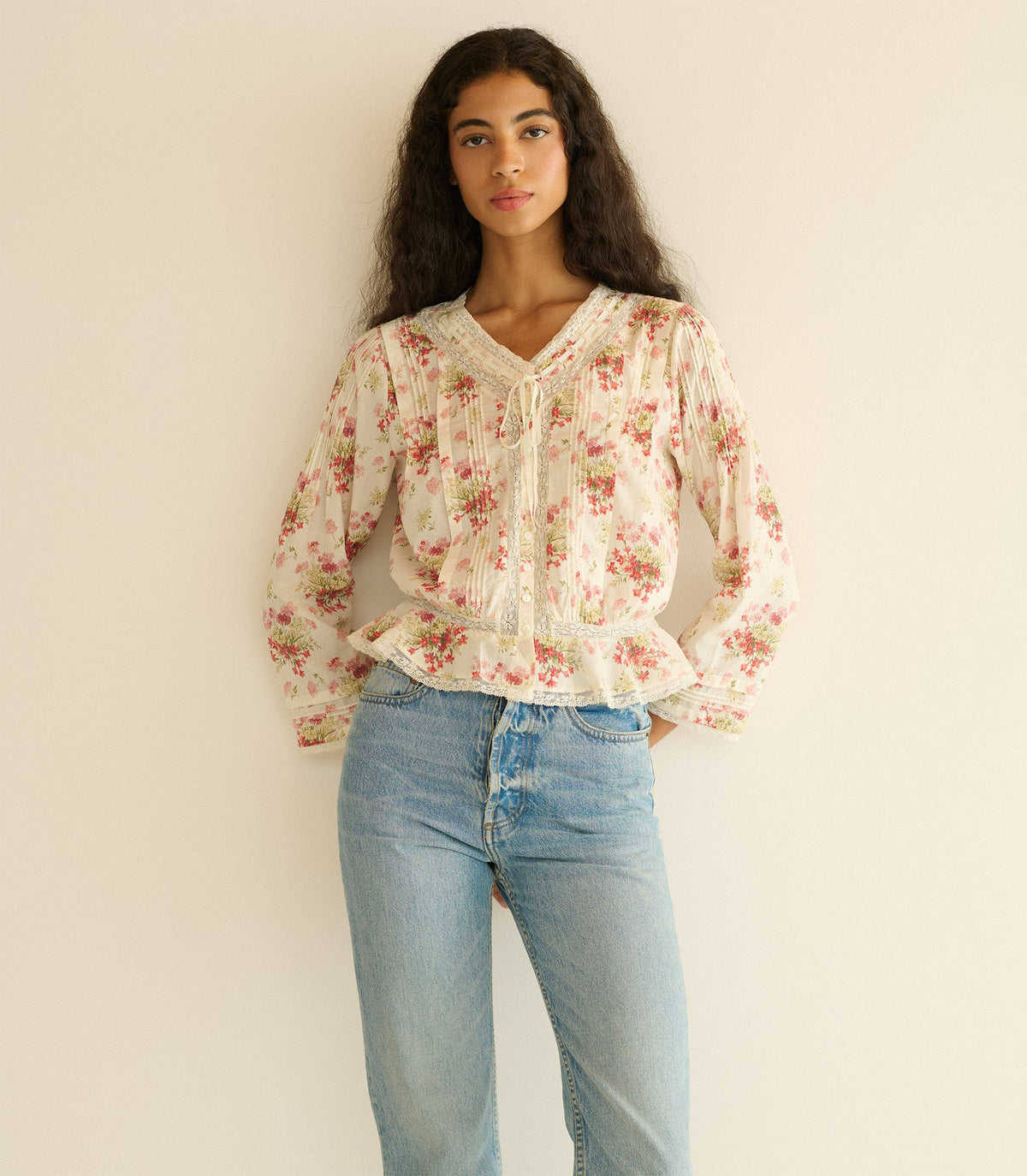 Hillock Top in Ivory Lantana Floral - view 1
