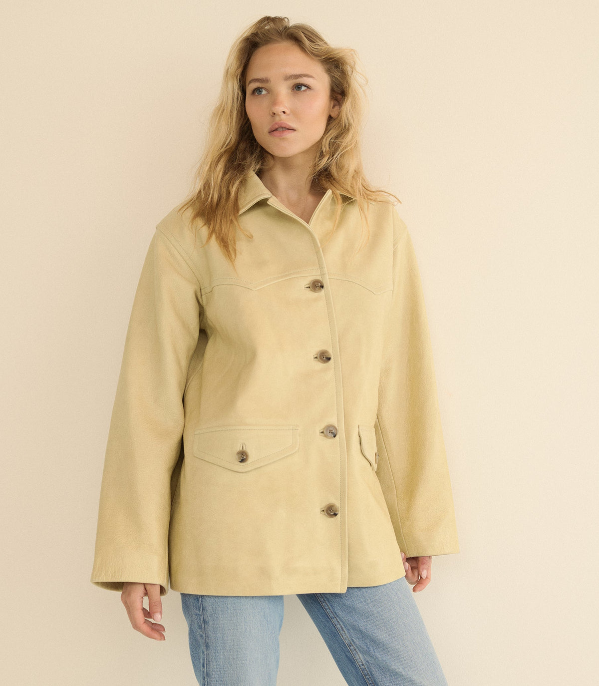 Lockhart Leather Jacket in Limewash - view 5