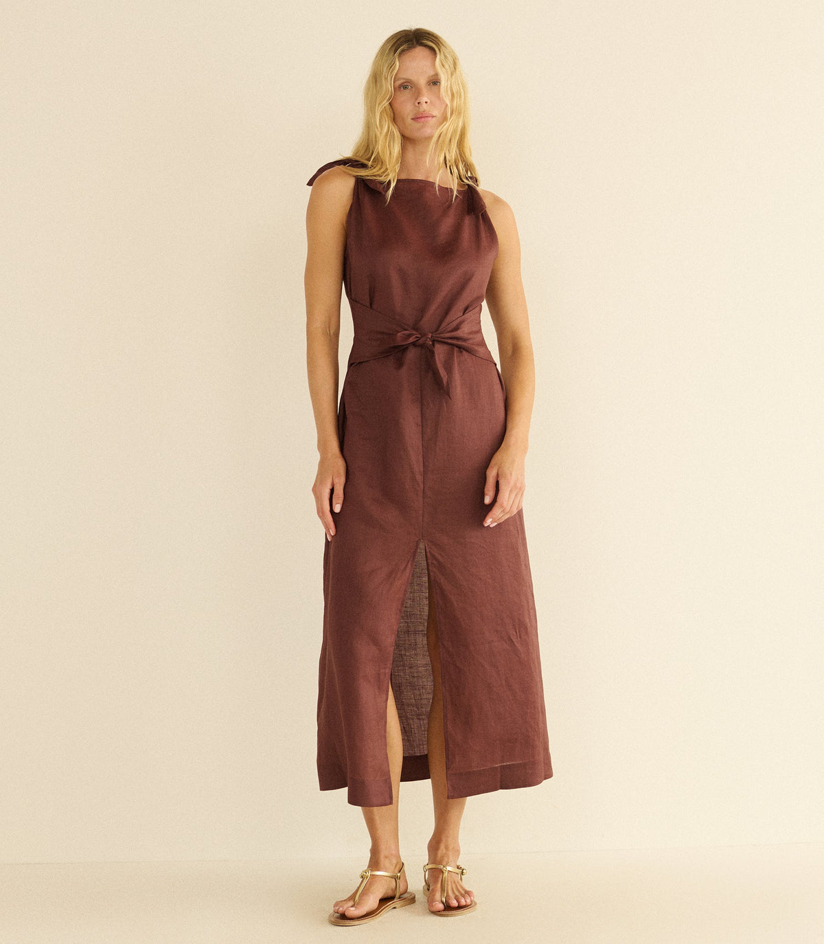 Amorette Ramie Dress in Antique Mahogany - view 2