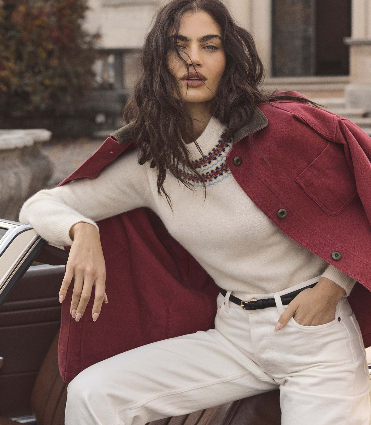 Boniface Sweater in Ivory Annecy Fair Isle - view 6