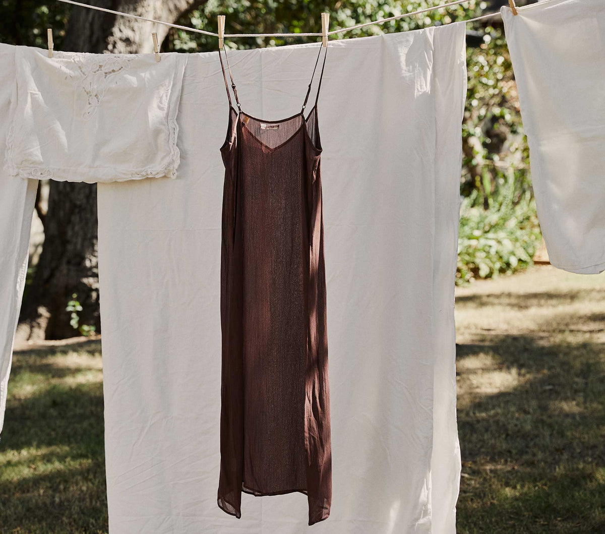 Long Deep V-Neck Slip in Umber - view 1
