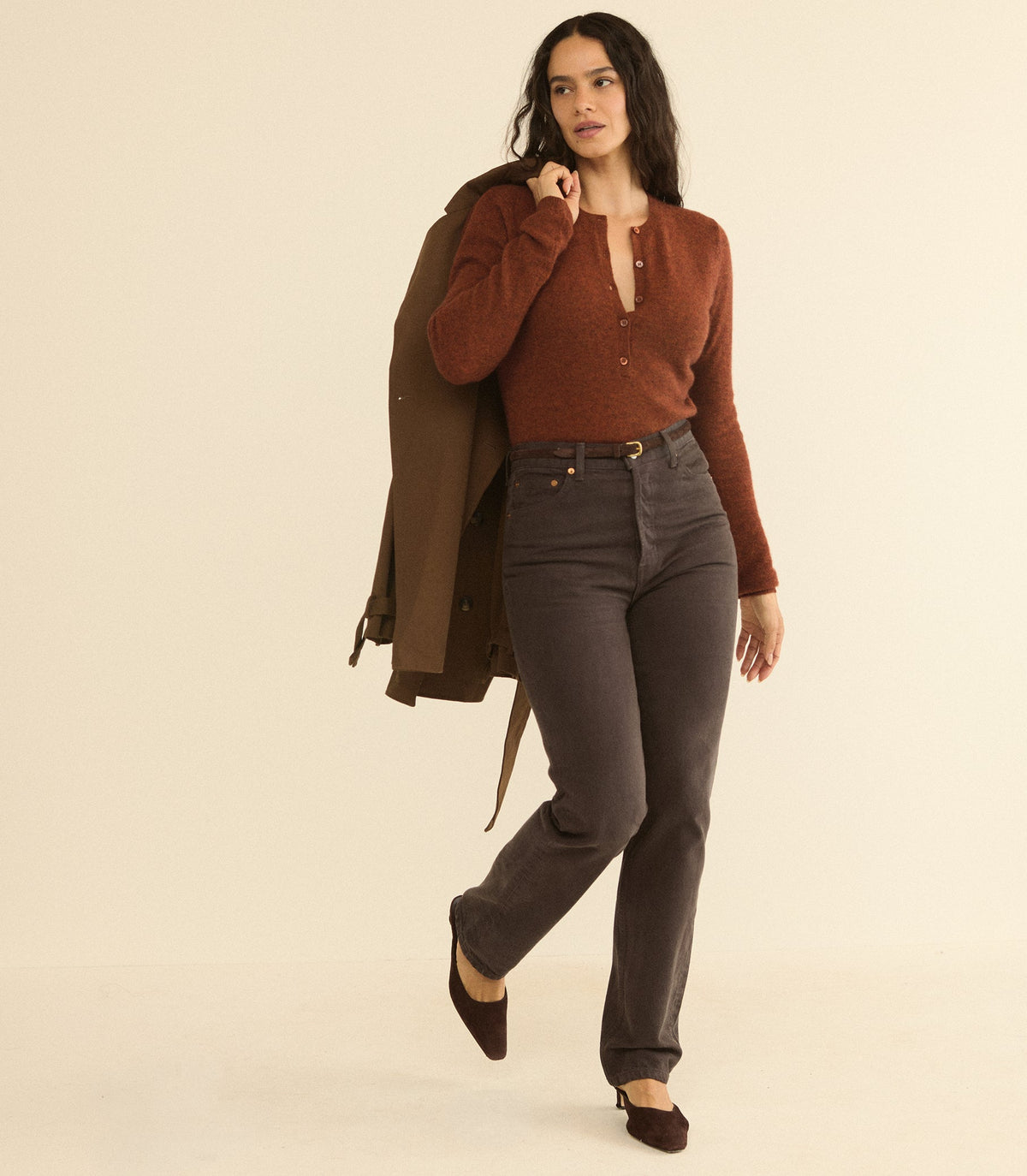 Heath Cashmere Henley in Ember - view 4