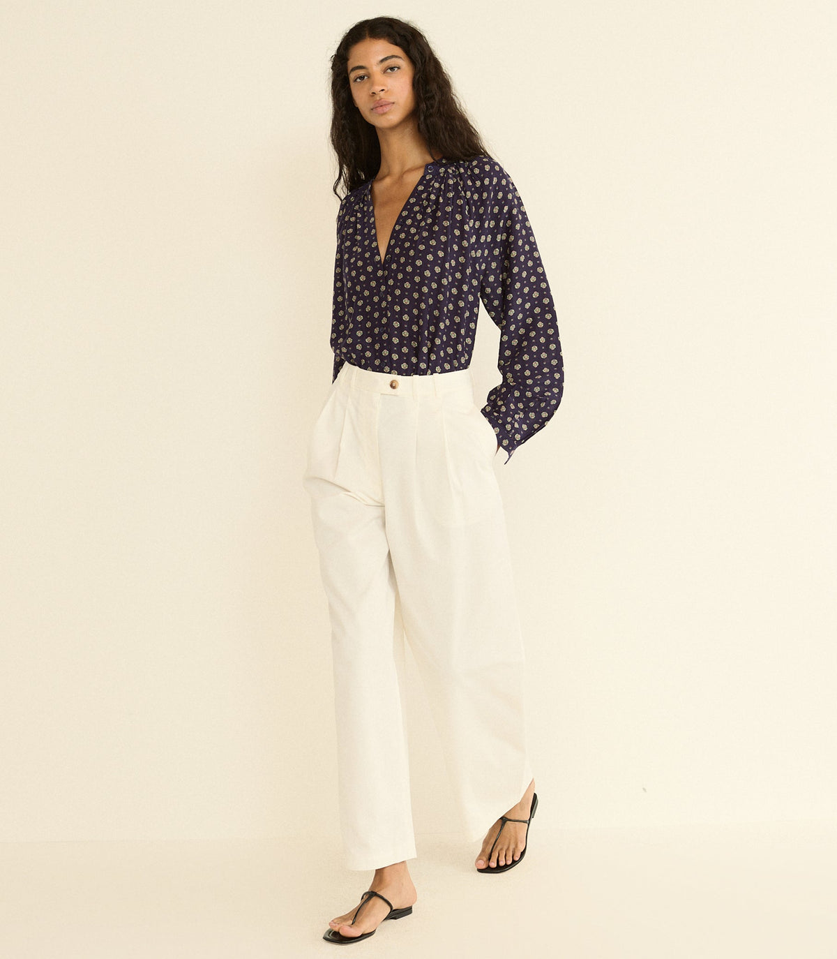 Julienne Top in Navy Cadiz Foulard - view 4